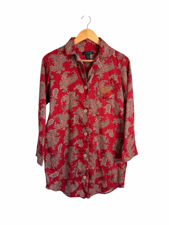 Lauren Ralph Lauren Other - Lauren Ralph Lauren Red Paisley Long Button Down Sleep Shirt Women’s Sz Small